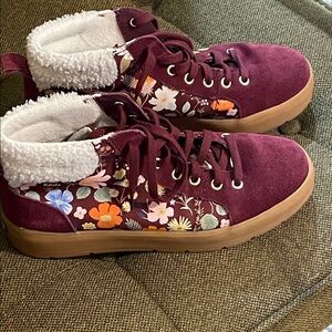 Keds Rifle Paper Company colab sneaker sz 8.5 floral and faux Sherpa high top